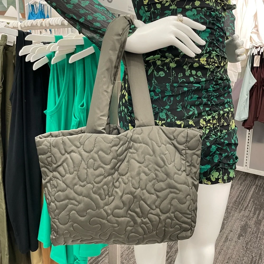 Wild Fable Puffy Quilted Tote Bag Green
